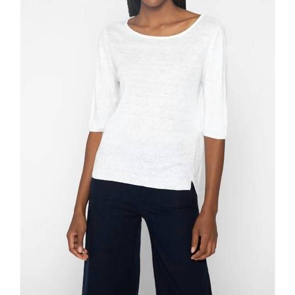 Kinross Sweaters New Kinross Elbow Sleeve Boatneck Sweater In White